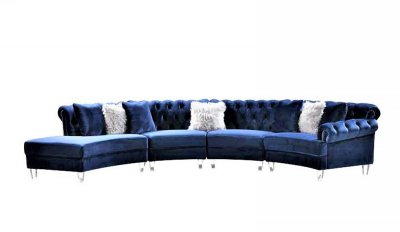 LCL-002 Sectional Sofa in Navy Blue Velvet