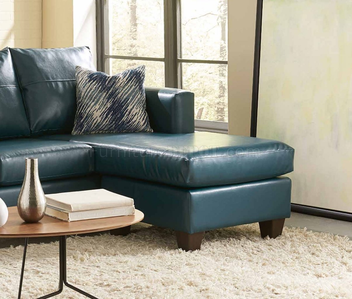 3007 Sectional Sofa In Teal Bicast