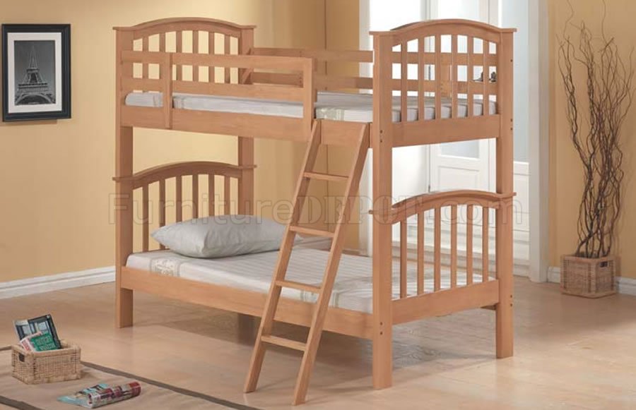Maple Finish Kid's Bunk Bed - Click Image to Close