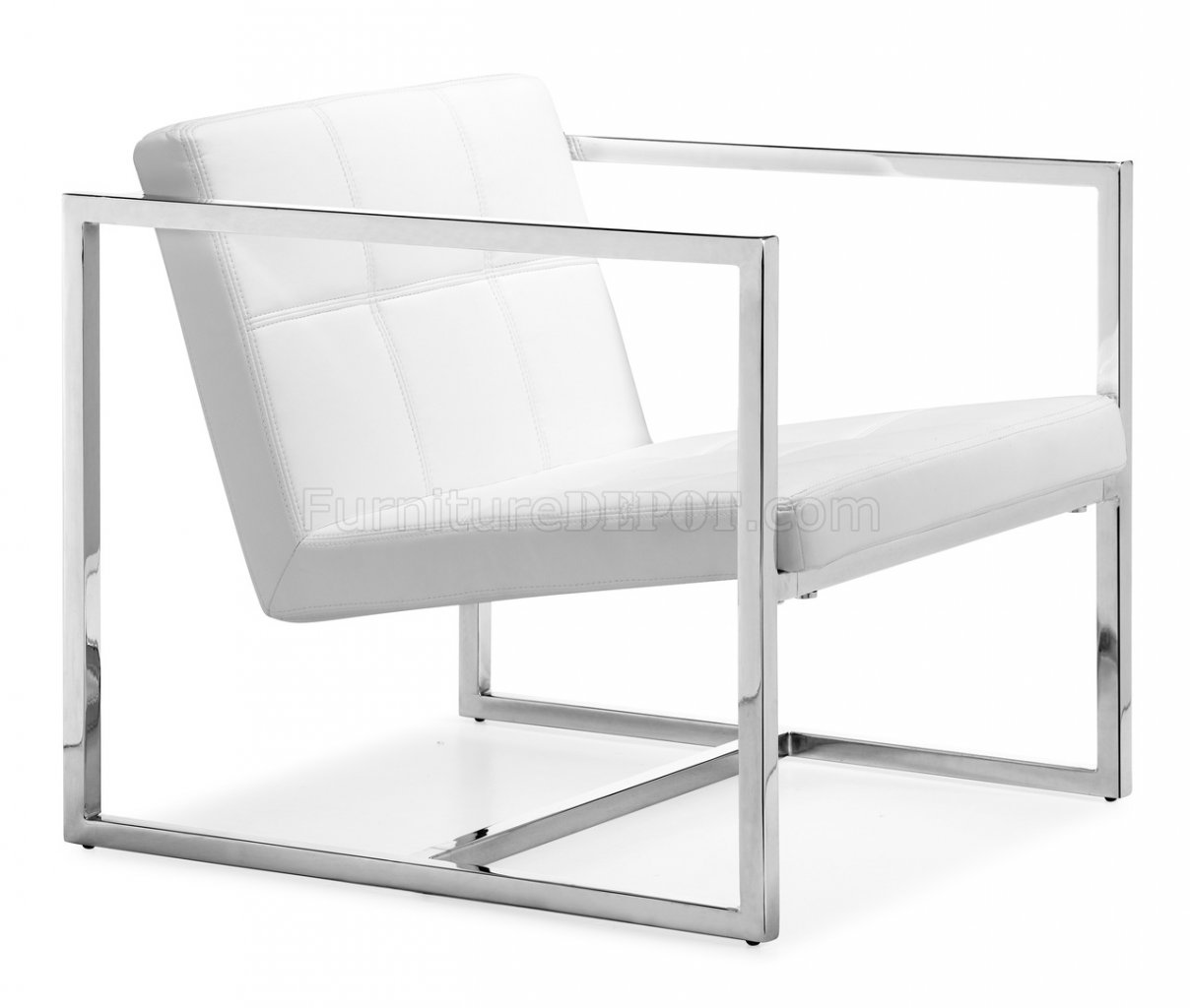 Set of 2 Carbon Chairs by Zuo in White Leatherette - Click Image to Close