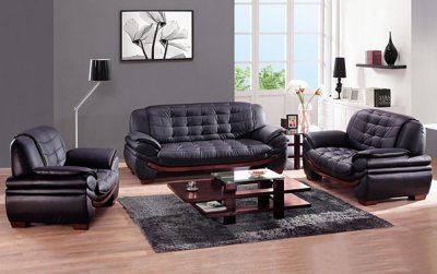7174 Sofa in Black Bonded Leather by American Eagle w/Options