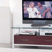 Mahogany Finish Contemporary Tv Stand With Two Drawers