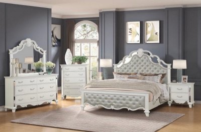 Sonia Traditional 5Pc Bedroom Set in Pearl