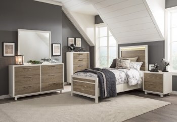 Renly 4Pc Youth Bedroom Set 2056 in Oak & White by Homelegance [HEKB-2056T-Renly]