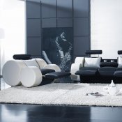 Black & White Leather Modern 3Pc Living Room Set