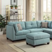 Laurissa Sectional Sofa w/Ottoman 54395 in Light Teal by Acme