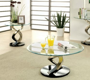 Nova CM4729 Coffee Table 3Pc Set in Satin Plated w/Options