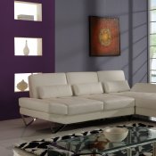 U1350 Sectional Sofa in Off-White Bonded Leather by Global