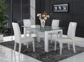 D648DT Dining Set 5Pc in White by Global w/DG020DC Chairs [GFDS-D648DT-DG20DC-WH]