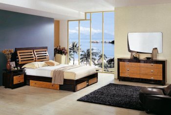 Cherry and Wenge Zebrano Contemporary Bedroom Set [VGBS-Marina]