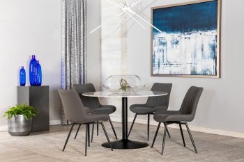 Bartole Dining Table 108020 in Marble & Black by Coaster [CRDT-108020-Bartole]