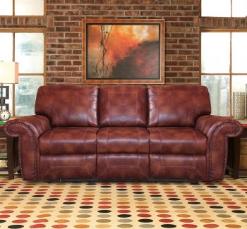 Burgundy Bonded Leather Reclining Living Room Sofa w/Options [HLS-L191M-Burgundy]