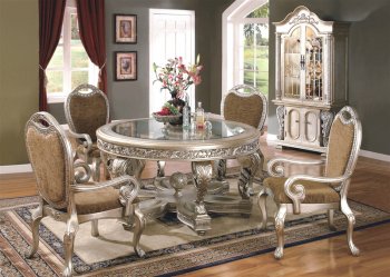 Glass Top & Metallic Finish Classic 5Pc Dining Set w/Options [YTDS-AM4590-Amelie]