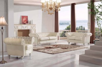 287 Sofa in Ivory Half Leather by ESF w/Options [EFS-287 Ivory]