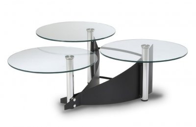 1144 3 Tier Clear Glass Top Cocktail Table by Chintaly