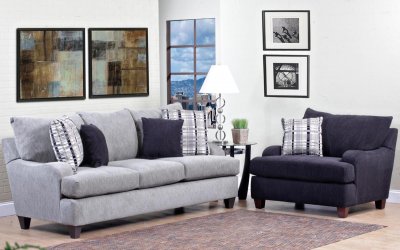 Light Grey Fabric Modern Sofa & Accent Chair Set w/Options