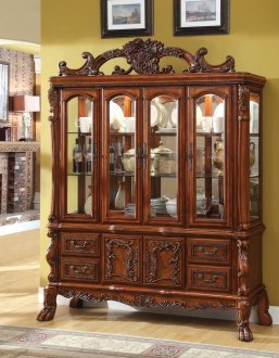 CM3557HB Medieve Buffet with Hutch in Antique Style Oak