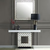Nasa Console Table & Mirror Set 90500 in Mirrored & Pearl - Acme