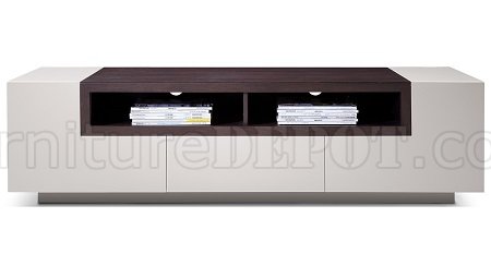 TV002 TV Stand Light Grey Gloss w/Brown Oak by J&M - Click Image to Close