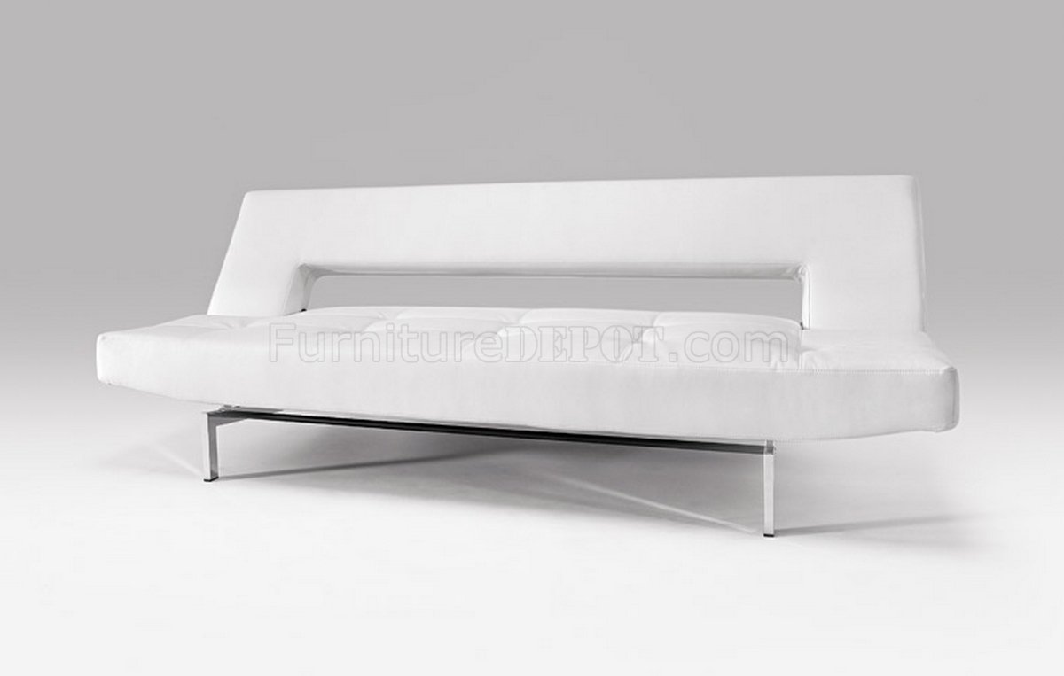 Emuleren Mark Troosteloos Wing Sofa Bed in White Leatherette by Innovation w/Steel Legs