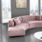 Kenzi Sectional Sofa 641 in Pink Velvet Fabric by Meridian