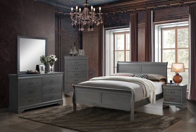 Louis Philippe III CM7866GY 4Pc Youth Bedroom Set in Gray
