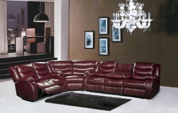 Gramercy 644 Motion Sectional Sofa in Burgundy Bonded Leather [MRSS-644BURG Gramercy]