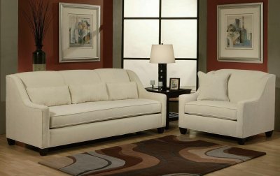 Puff Chenille Fabric Modern Sofa & Loveseat Set w/Options