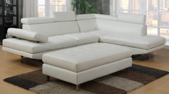 G147 Sectional Sofa in White Bonded Leather by Glory [GYSS-G147]