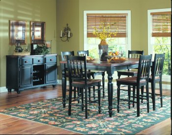 Black & Warm Cherry Finish Counter Height 7Pc Dining Set [HEDS-729BK-36-Oxford]
