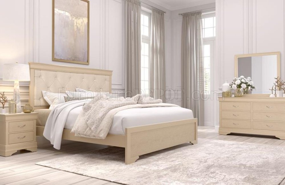 Verona Bedroom Set 5pc In Gold By, White And Gold Nightstand Dresser Set