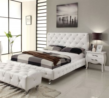 Maria White Bedroom w/Tufted Leatherette Bed & Options [AHUBS-Maria White]