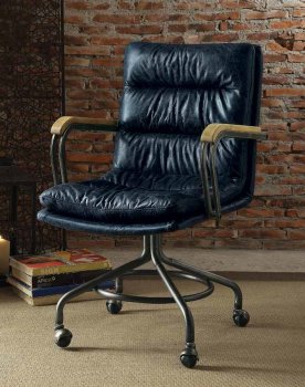 Harith Office Chair 92417 Vintage Blue Top Grain Leather by Acme [AMOC-92417 Harith]