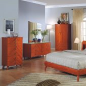 Cherry Finish Contemporary Bedroom Set w/Optional Case Goods