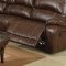 Wine Bonded Leather Modern Reclining Sectional Sofa w/Console