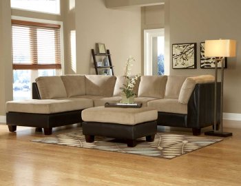 Light Brown Microfiber Two-Tone Sectional Sofa w/Bycast Base [HESS-9838BR-Royce]