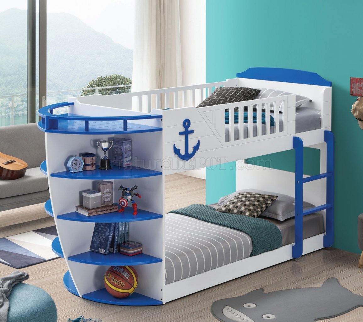 Neptune Bunk Bed Bd00577 In White Sky, Neptune Twin Over Twin Bunk Bed