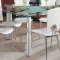 Triangle Glass Top Modern Dining Set 7Pc w/White Chairs