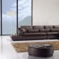 Espresso Full Leather Sectional Sofa w/Matching Coffee Table