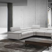 Kobe Sectional Sofa in Silver Gray Premium Leather by J&M