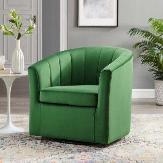 Prospect Swivel Chair Set of 2 in Emerald Velvet by Modway