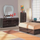 5 Piece Wenge High Gloss Finish Contemporary Bedroom Set