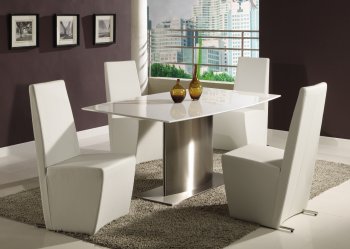 Modern Dining Room Table w/White Marble Top & Steel Base [CYDS-CYNTHIA-DT-WHT]