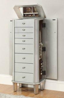 903808 Jewelry Armoire by Coaster w/ Mirrored Surface & Flip Top
