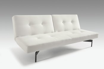 White or Grey Leatherette Convertible Sofa Bed by Innovation [INSB-Dulcet-White]