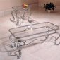 Silver Metal Traditional 3PC Coffee Table Set w/Golden Accents