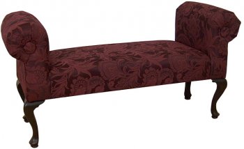 Burgundy Floral Pattern Fabric Classic Elegant Bench [PMBC-4040-Burgundy]