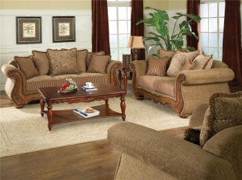 Light Brown Chenille Traditional Living Room Sofa w/Options [HLS-U140]