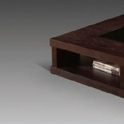 Wenge Finish Contemporary Square Coffee Table w/Glass Inlay