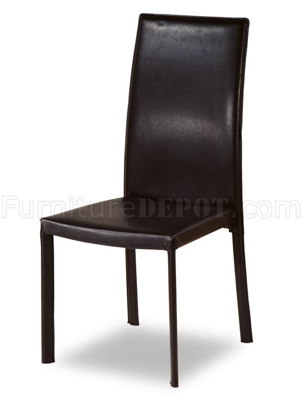 Set of 4 Dining Chairs w/Brown Leather Match Upholstery - Click Image to Close